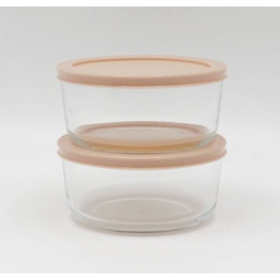 4 Cup 2pk Round Glass Food Storage Container Set Light Peach - Room Essentials™