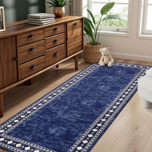 Bordered Machine Washable Area Rugs, Area Rugs for Bedroom, Soft Lightweight Non Slip Indoor Carpet, Living Room Rug - 1 of 4