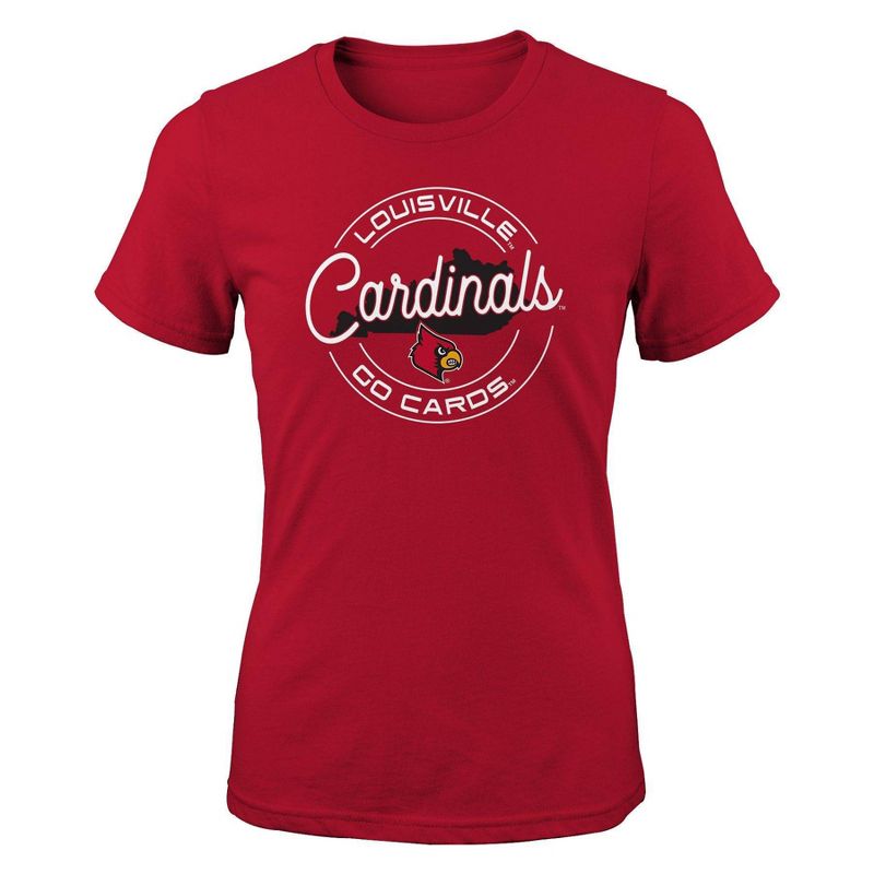 NCAA Louisville Cardinals Girls&#39; Short Sleeve Crew Neck T-Shirt, 1 of 2