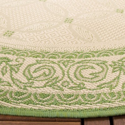 Natural Olive Round Synthetic Indoor/Outdoor Area Rug