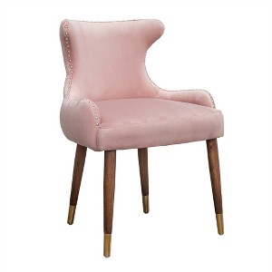 XINGHANZHENXUAN Upholstered Accent Chair, Button Tufted Back, Rubberwood Legs, Seating for Living Room, Bedroom - 1 of 4