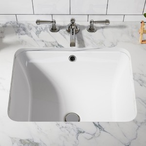 Whizmax Bathroom Vessel Sinks, Bathroom Sink, Ceramic Lavatory Vanity Vessel Sink with Overflow, Rectangle Sink, White - 1 of 4