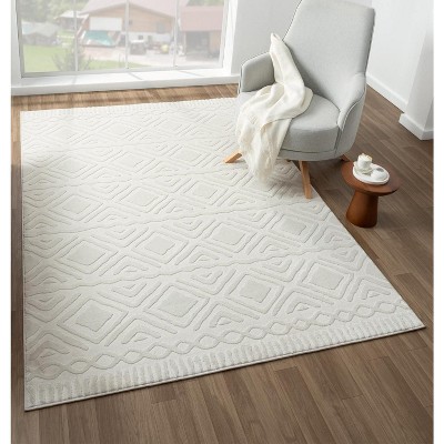 Luxe Weavers Diamond Floral Cream Indoor Area Rug