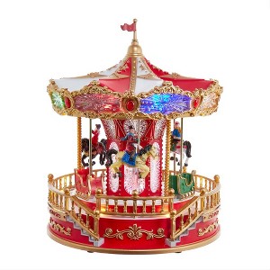 Kurt Adler 11.1-Inch Battery Operated Multicolor LED Lighted Musical Santa Carousel With Motion Table Piece - 1 of 4