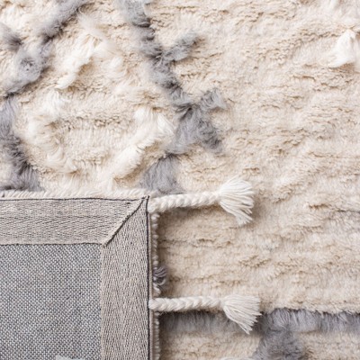 Ivory and Gray Hand-Tufted Wool Shag Rug 6' x 9'
