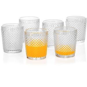 Slickblue Chroma Clear Vintage Beverage Glass Set, Hand-Blown, 9.5 oz & 13.1 oz (Set of 6) - 1 of 4