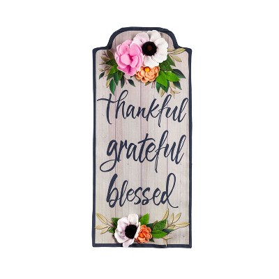 Thankful Grateful Blessed Floral Everlasting Impressions Textile Decor