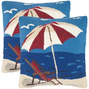 Beach Lounge Pillow (Set of 2) - Marine/Red - 20" x 20" - Safavieh - 1 of 4
