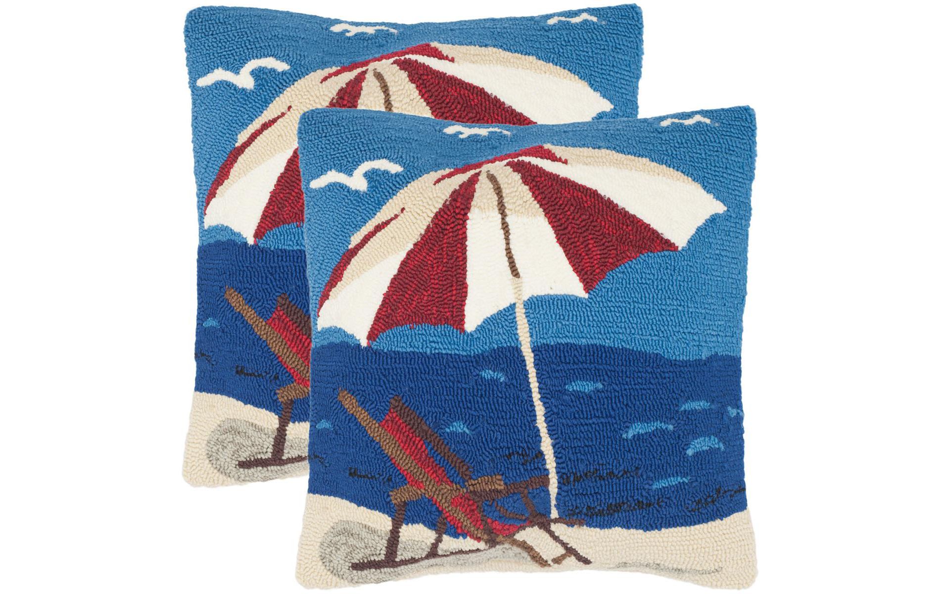Beach Lounge Pillow (Set of 2) - Marine/Red - 20" x 20" - Safavieh