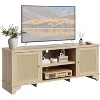 Rattan TV Stand Fits TVs Up to 65 Inches, Farmhouse Entertainment Center with Cabinets and Open Shelves - 3 of 4