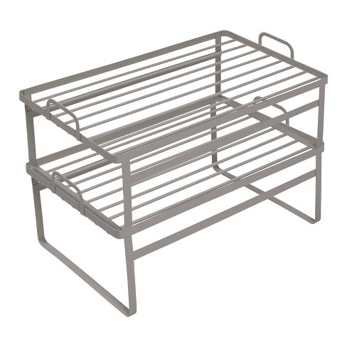 Honey-Can-Do White Steel Stacking Cabinet Shelf Organizers (2-Pack