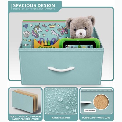 Sorbus Aqua Blue 3-Drawer Steel Frame Nightstand with White Wood Top