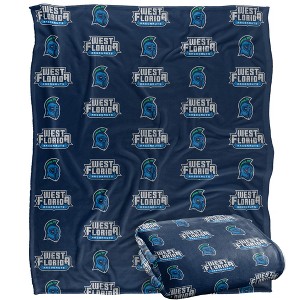 University Of West Florida Logo Pattern Silky Touch Blanket White 50x60 - 1 of 4