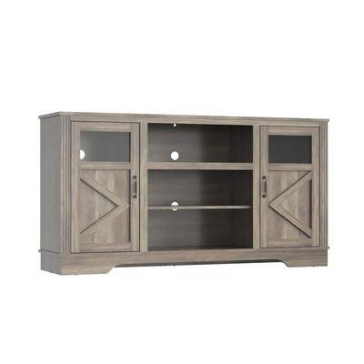 Modern Farmhouse LED TV Stand for TVs Up to 65 Inches - Stylish Entertainment Center with Open Shelves and Storage Cabinets, Ideal TV Console