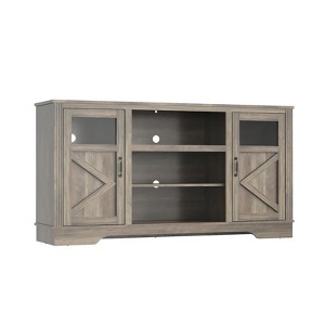 Modern Farmhouse LED TV Stand for TVs Up to 65 Inches - Stylish Entertainment Center with Open Shelves and Storage Cabinets, Ideal TV Console - 1 of 4