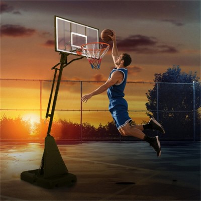 YONWAY Portable Basketball Hoop ,Adjustable Height 8.04 ft to 10.01 ft,44 inch Backboard with Rebound System and Wheels for Professional Match