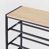 4 Tier Shoe Rack Black Metal with Natural Wood - Brightroom™