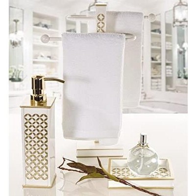 White and Gold Diamond Lattice 4-Piece Bathroom Accessories Set