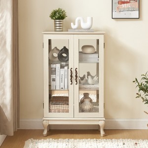 Gulches White Lighted Display Cabinet with Tempered Glass Doors - Mirrored Back, Adjustable Shelves & Anti-Tipping Device - 1 of 4