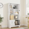 Wooden Modern Storage Rack, Farmhouse Bookshelf, White Bookcase with Door, Bedroom Storage, for Bedroom, Living Room, Home, Office - 2 of 4