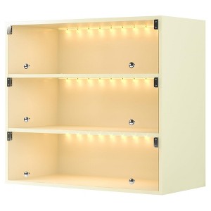 QingMoon Stackable Shoe Storage Boxes, 3-Tier Wooden Shoe Cabinet, Shoe Display Rack with Flip Glass Doors for Organizer of Shoes - 1 of 4