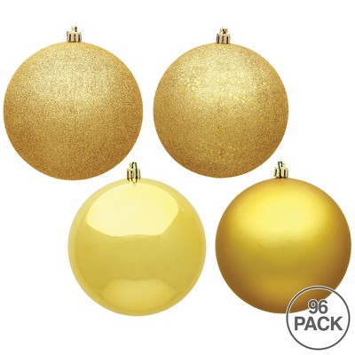 Honey Gold Shatterproof Plastic Ball Ornament Set, 1.6"