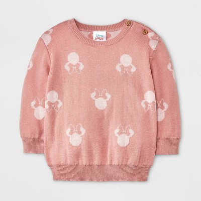 Baby Girls' Disney Minnie Mouse & Friends Pullover Sweater - Pink : Target