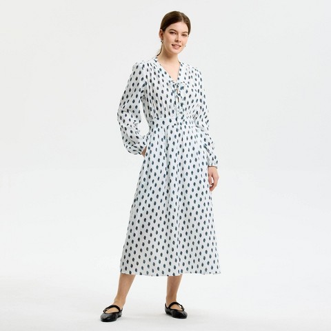 Женские платья Universal Thread Women's Puff Long Sleeve Maxi Dress - Universal Thread™ Cream Floral XS