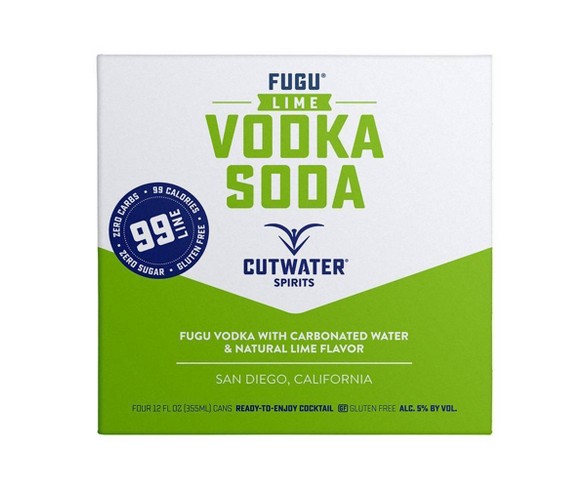 Cutwateer Spirits Fugu Lime Vodka Soda - 4pk / 12 fl oz Cans