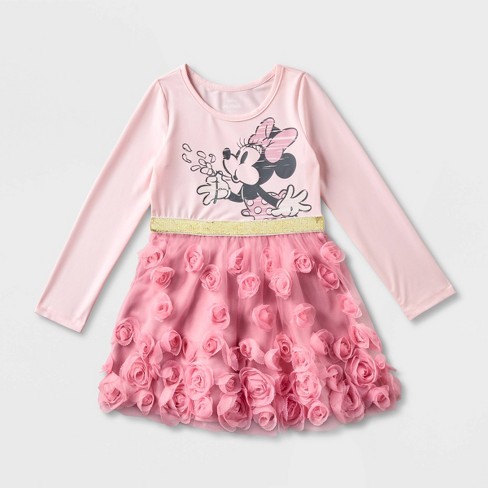 Disney Minnie Mouse Toddler Girls Ruffle Long Sleeve Graphic T