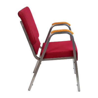 Elegant Burgundy Fabric 21" Stackable Church Chair with Silver Vein Frame