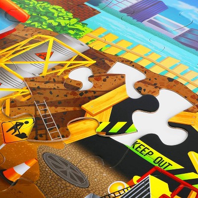 Blue Panda 48 Pieces Giant Floor Construction Jigsaw Puzzles for Preschool Kids, 2.9 x 1.9 Feet