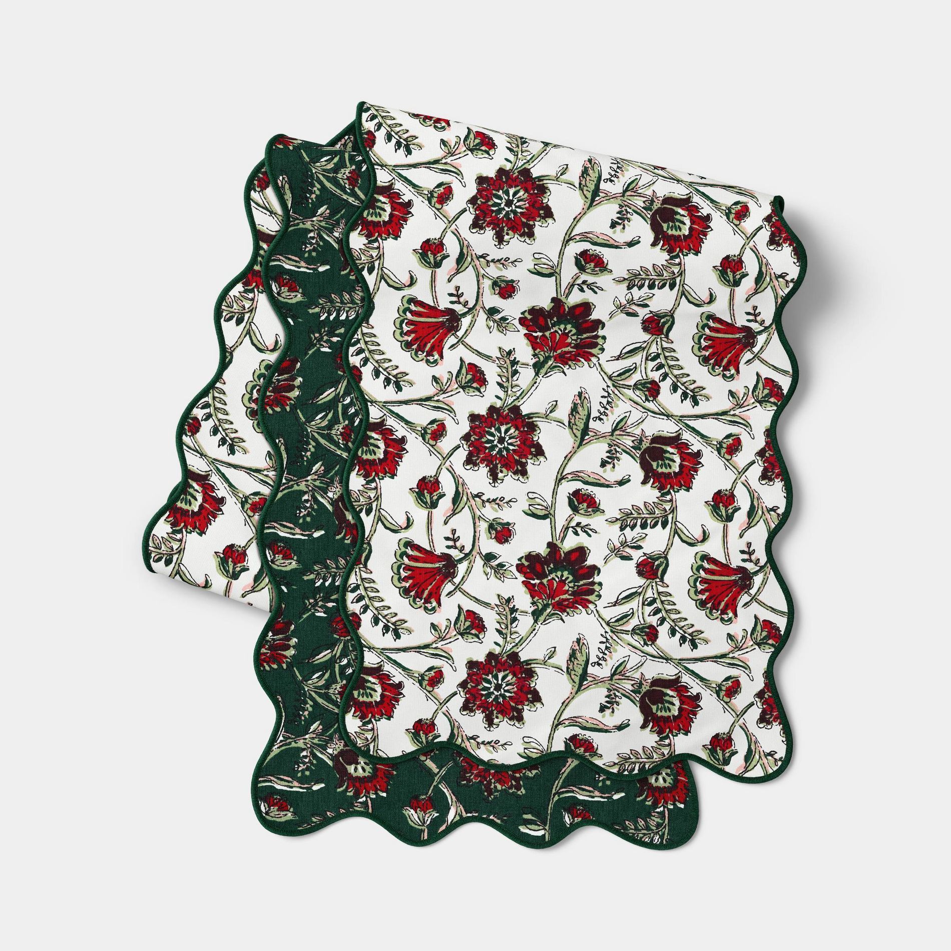 Reversible Table Runner Scallop Block Print - Threshold™