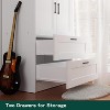 Wooden Armoire Wardrobe Closet with 2 Drawers, 70 "Tall Clothing Storage Cabinet with 2 Doors, Modern Bedroom Clothing Armoires with Hanging Rods - 4 of 4