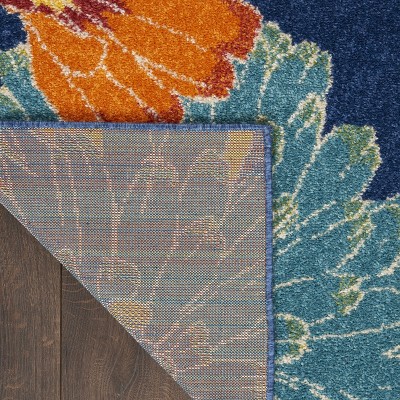 Navy Multicolor Floral Synthetic 8' x 10' Area Rug