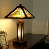 Chloe Lighting Gawain Tiffany-Style Mission 3 Light Double Lit Wooden Table Lamp 15" Shade - 3 of 4