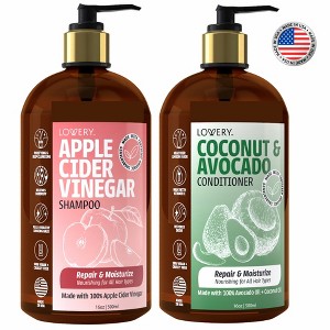 Lovery Apple Cider Vinegar Shampoo and Coconut Avocado Conditioner Gift Set - 32oz Hair Care Made in USA - 1 of 4