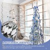 7FT Snow Flocked Pre-lit Artificial Pop Up Christmas Tree with 200 Warm Lights and Blue & Silver Ornaments for Home Holiday Decor - 3 of 4