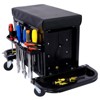 Heavy-Duty 350LB Rolling Tool Chest with 3 Drawers & Padded Mechanic Seat | Industrial Steel Garage Tool Cart w/ Magnetic Trays & Locking Casters - 2 of 4