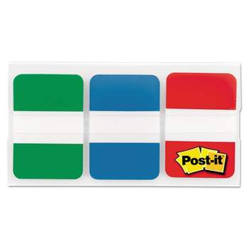 Post-it Tabs, 1 Solid, Red, Yellow, Blue, 66 Tabs & Dispenser per Pack, 3 Packs