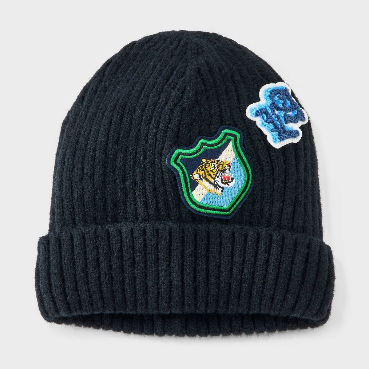 Boys' Patch Beanie Knit Hat - Cat & Jack™ Black