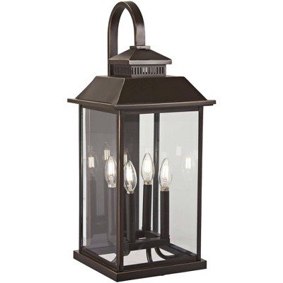 Minka Lavery Farmhouse Outdoor Wall Light Fixture Oil Rubbed Bronze 4-Light 25 1/2" Clear Glass for Post Exterior Porch Yard Patio