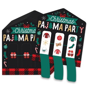 Big Dot of Happiness Christmas Pajamas - Holiday Plaid PJ Party Game Pickle Cards - Pull Tabs 3-in-a-Row - Set of 12 - 1 of 4