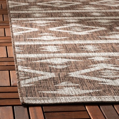 Brown and Ivory Geometric Indoor/Outdoor Area Rug 2' x 3'7"