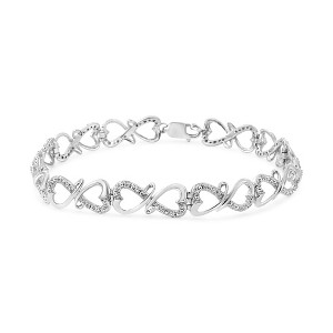 Haus of Brilliance Silver 1/3 Cttw Round-Cut Diamond Double Heart Infinity Link Bracelet - 1 of 4