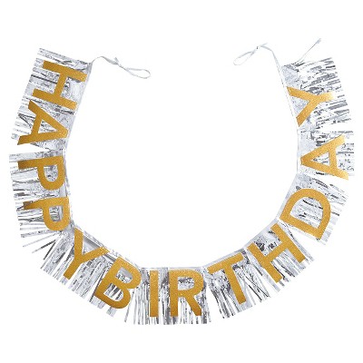 Gold and Silver Happy Birthday Banner - Spritz™