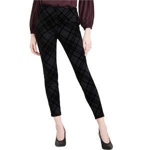 maison Jules Womens Flocked Casual Trouser Pants, Black, Medium - 1 of 1