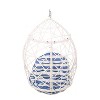 Christopher Knight Home Cayuse Wicker Outdoor Hanging Egg Chair White with White/Blue Cushion - 4 of 4