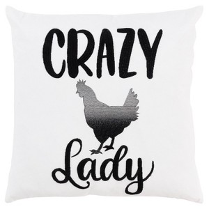 20"x20" Oversize Crazy Chicken Lady Poly Filled Square Throw Pillow - Rizzy Home: Cotton Canvas, Indoor Decorative Accessory - 1 of 4