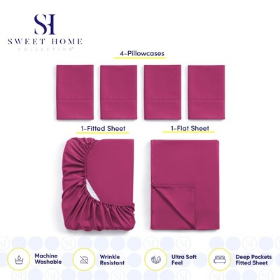 Fuchsia Microfiber Queen 6-Piece Bedding Set